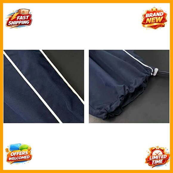 High Rise Baggy Track Pants with Drawstring Legs Polyester Loose Fit - Picture 4 of 7